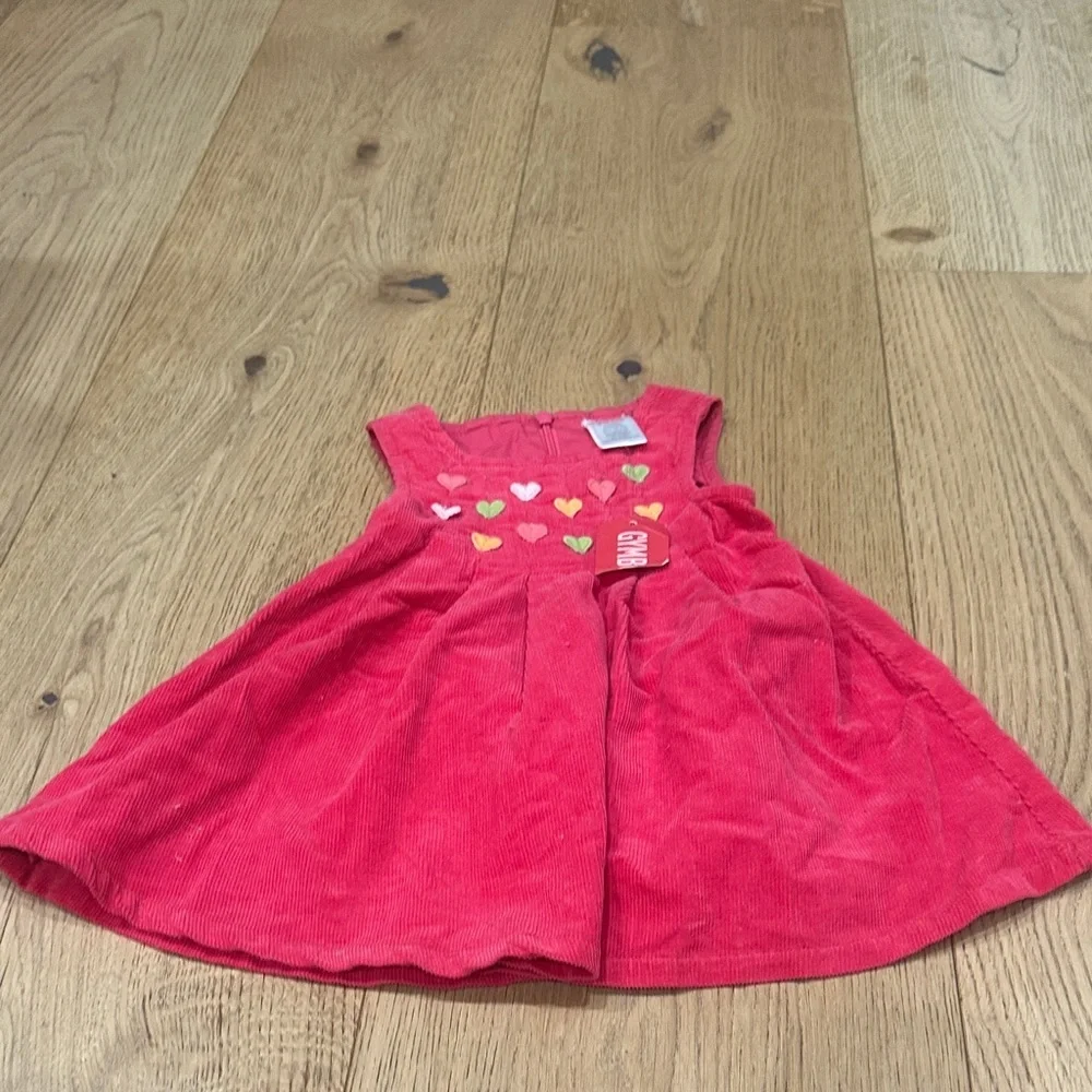 Gymboree pink Corduroy Kids Dress with Heart Accents 6/12m NWT